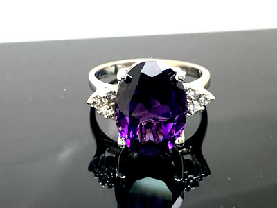 Ovaler lila Edelstein Diamant Cocktail Ring 10k Weißgold Damen Nachlass Größe 6,5