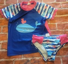 Op Girls Whale Swimsuit 2 Pc Rashguard Sz 5t Guc