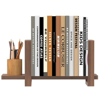Adjustable Wooden Desktop Bookshelf Organizer Tabletop Book Holder for Office