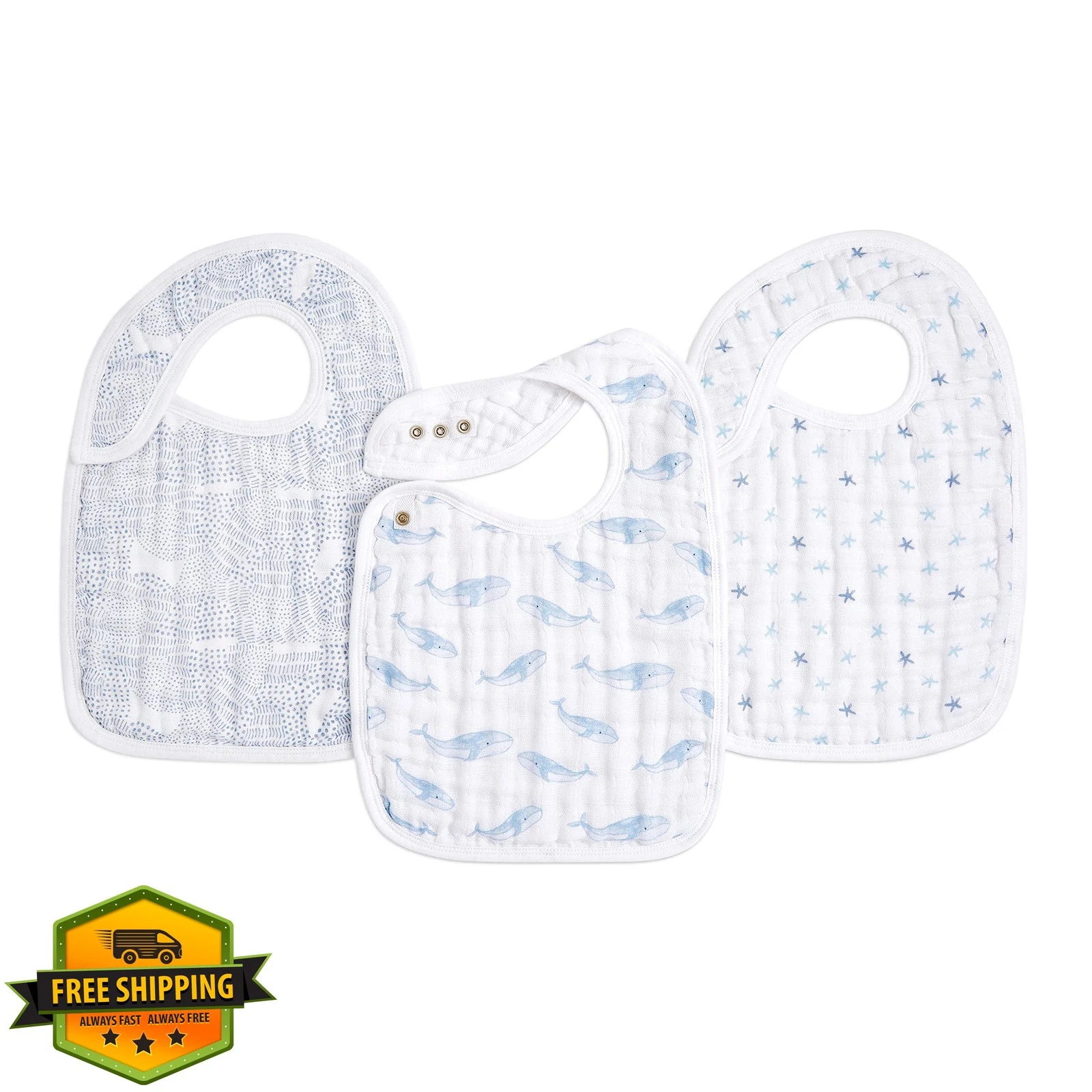 aden + anais Muslin Snap Bib Oceanic 3-Pack