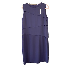 Tahari Zayna Dress Womens Size 14 NEW Navy Blue Tiered Sleeveless Cocktail Party