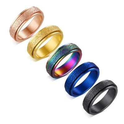 Damen Herren Titan Matt Spinner Ring Band Partnerringe Fingerring Drehring - Bild 1 von 4
