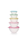 Tupperware ~ Wonderlier ~ 5 ~bowl ~ Set ~ Nesting ~ Sheer ~ pastel ~color ~Seals