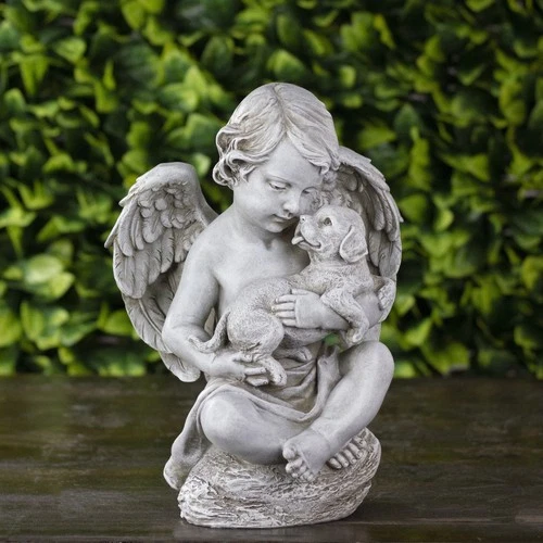 Roman Joseph's Studio Cherub Angel with Puppy Dog Statue
