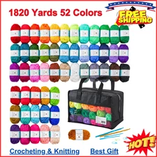 Yarn Lot Skeins Assorted Colors Huge Lot Acrylic Wool Balls Knitting 52 Colors