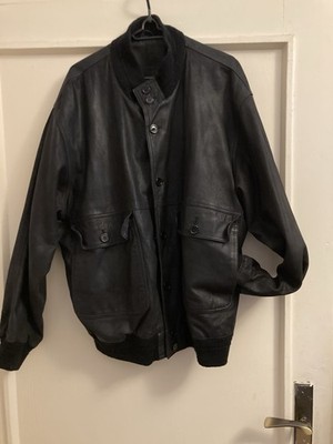 Vintage Herren Lederjacke Gr. L 54 Schwarz Echtleder Cafe Racer Jacke