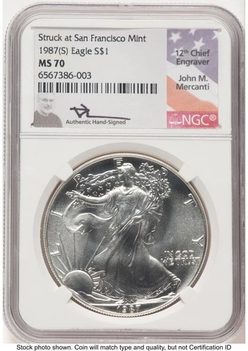 Photo of a 1987 American Silver Eagle from an eBay listing that sold on Jul 20, 2026