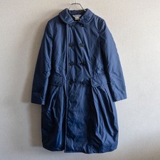 COMME des GAR ONS round-collar nylon padded coat, size S, navy. Comme des Gar on