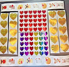 Valentines Day Shiny Holographic Heart Stickers Rainbow Gold Red Cat Dog Pet set