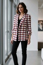 BALMAIN Double Breasted Check Wool Button Twe...