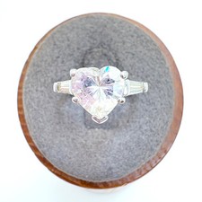 VTG Sterling Silver 925 Heart Shaped Cubic Zirconia Statement Ring Size 6.75