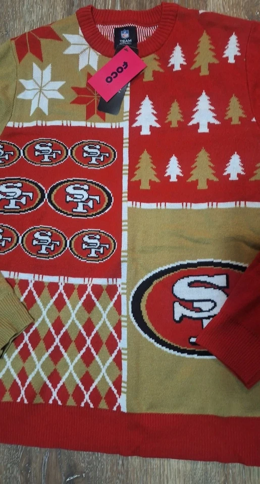 Suéter feo de vacaciones de nevada bloque ocupado equipo de los 49ers de San Francisco de la NFL para hombre pequeño Foto 4 de 4