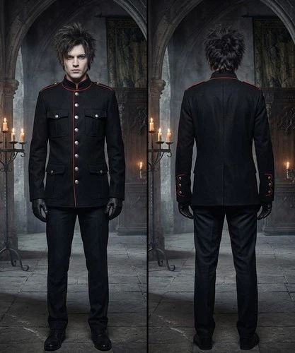 Men's Gothic Coat Circus Jacket Retro Vintage Rococo Punk Long Sleeves Military - product listing photo