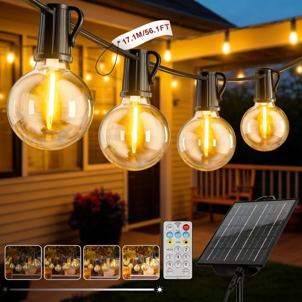 Solar Lichterkette Außen 12m Mit 120 LED – Wetterfest, 8 Modi, IP65, Mit Verbessertem Solarpanel – 2er Set Für Garten, Balkon, Camping, Hochzeiten & Weihnachten Solar Lichterkette Aussen