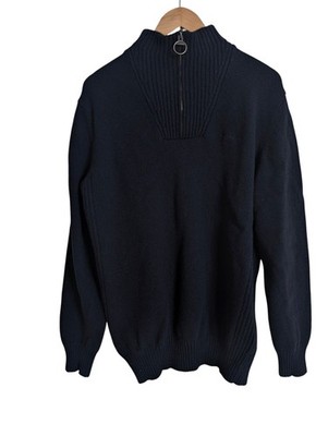Barbour Herren Medium 42' Nelson Essential Half Zip Lambswool Pullover Navy Blau 