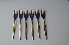 Prinz & Seibel P&S 6 elegante Kuchengabeln 15,1 cm mit Golddekor Edelstahl 18/8