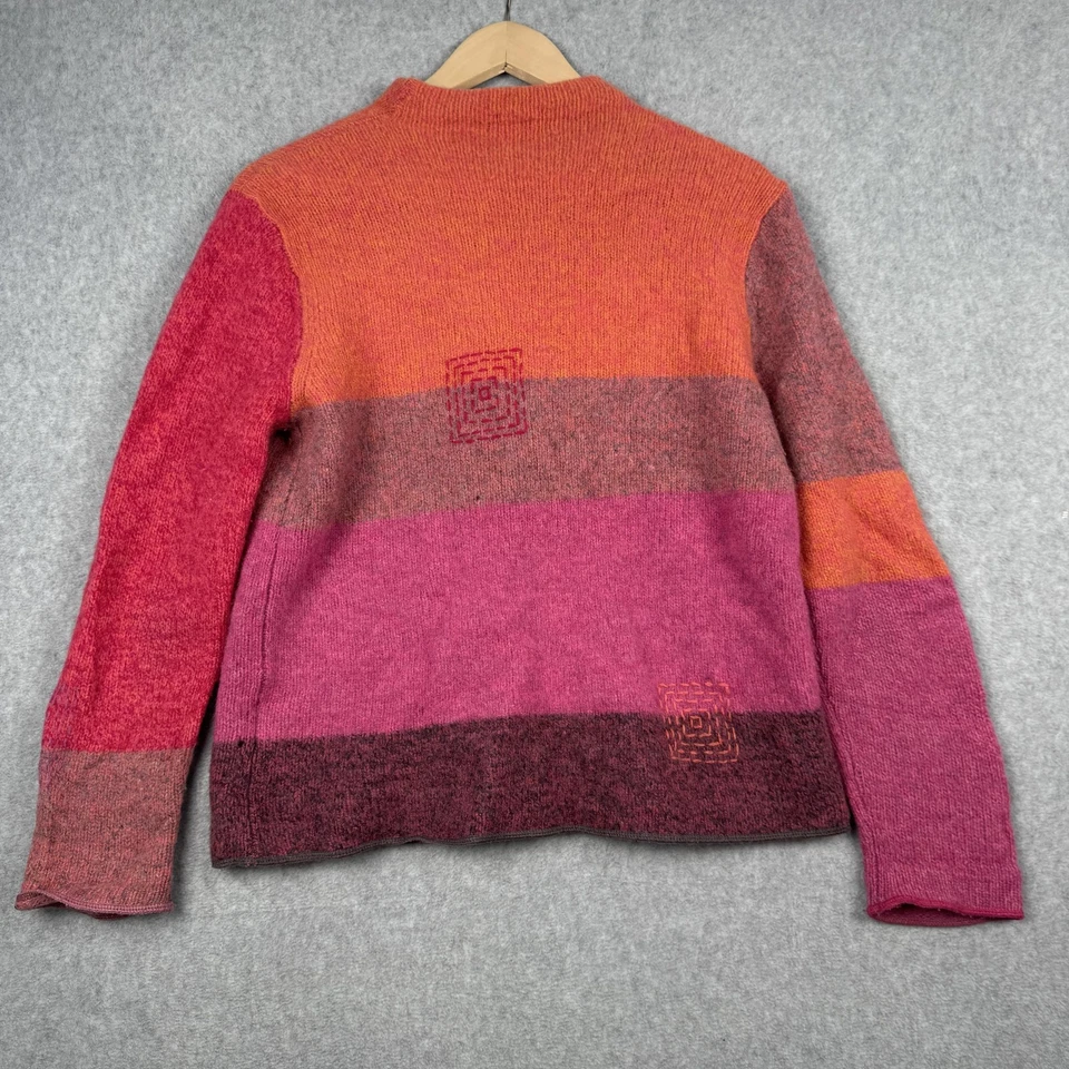 De Colección Sigrid Olsen Suéter Mujer M Rosa Naranja Bloque de Color Lana Cárdigan Retazos Foto 2 de 4