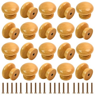 Wooden Cabinet Knobs Mushroom Drawer Pulls with Screws Furniture Knobs Handles