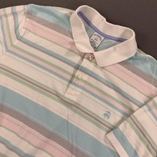 Brooks Brothers Polo Shirt Mens 2XL Pastel Stripe 1818 Performance Slim Fit