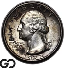 1932 Washington Quarter, Nice Gem Toner First Year Issue