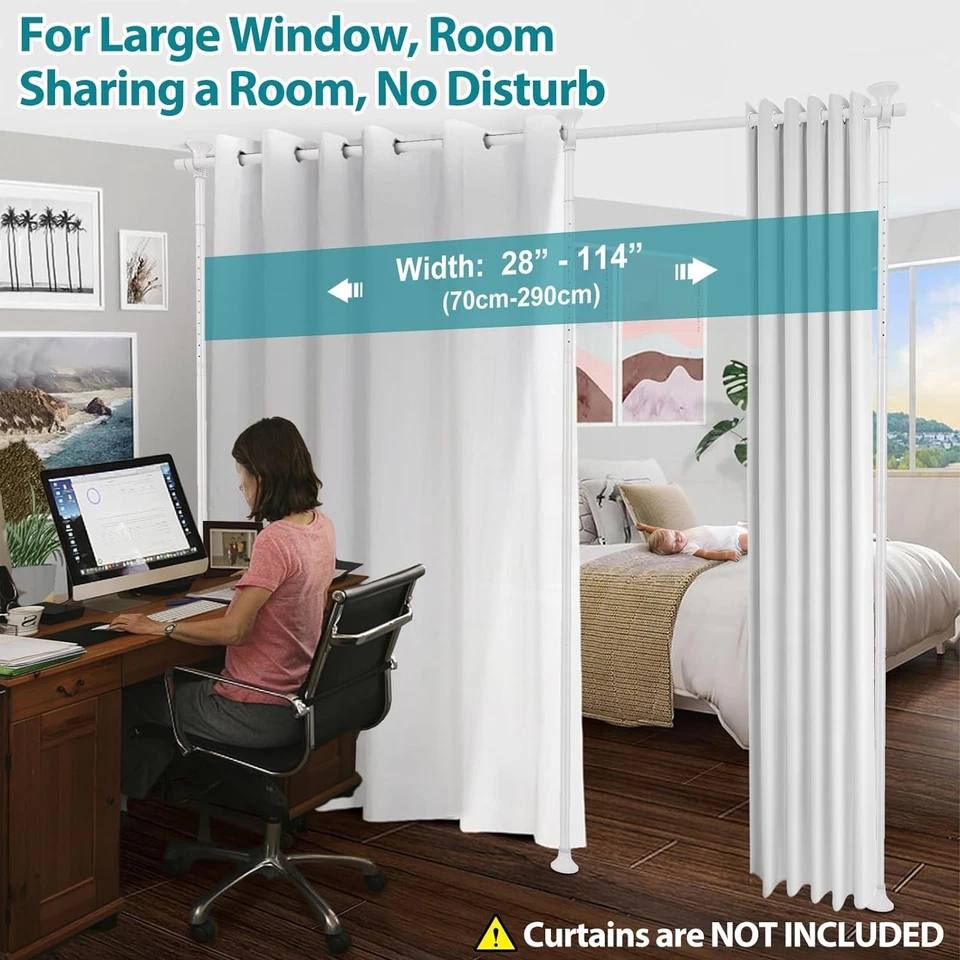 Room Divider Curtain Rods No Drilling–120"H x 114"W Floor to Ceiling Adjustable - Image 2 of 4