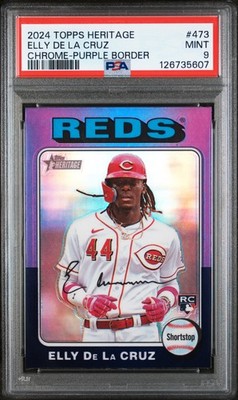 2024 TOPPS HERITAGE CHROME-PURPLE BORDER #473 ELLY DE LA CRUZ PSA