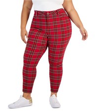 Tommy Hilfiger Womens Millennium Plaid Skinny Ankle Casual Trouser Pants