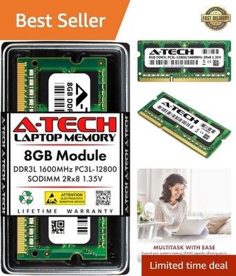 8GB / 1600MHz PC3L-12800 PC3-12800 CL11 SODIMM 2Rx8 1.35V 204-Pin Non-ECC SO-...