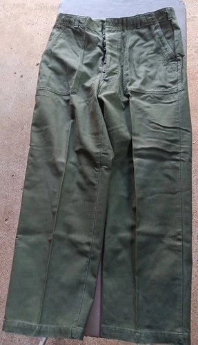 Vintage OG 107 Pants Green Type 1 Vietnam Sateen Military 38x31 Mens Trousers