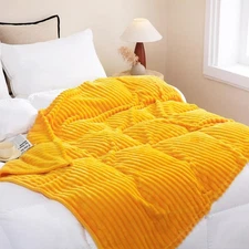Linecooo Gold Fleece Throw Blanket 108”×90” for Couch Sofa Bed,Super Soft Coz...