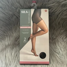 Silk Impressions Medium Support Sheer Tights Womens Medium Black High Waisted