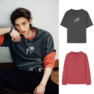 GUESS Korea Hyunjin Stray Kids Outfit Set Long Sleeve Tee / T