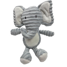 Chick Pea Elephant Baby Lovey Plush Stuffed Animal Toy Gray White Ribbed 10"