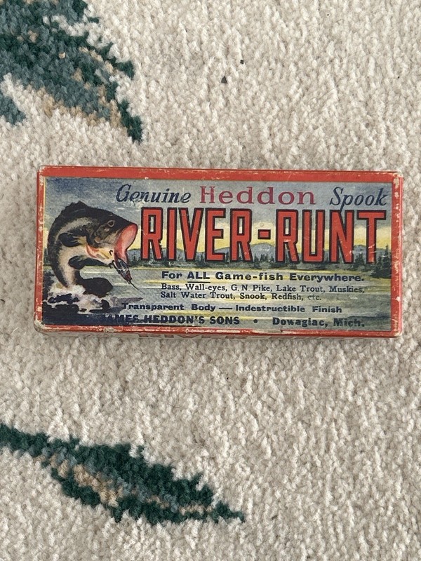 Vintage Heddon River Runt Spook Lure Box 9010XBW w/ Insert Dowagiac MI