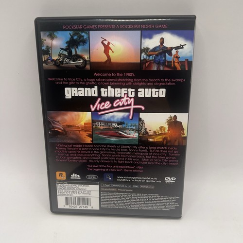 Sony Playstation 2 Grand Theft Auto Vice City Etiqueta Negra con Mapa GTA PS2 Probado - Imagen 6 de 7