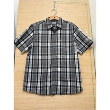 Carhartt Mens Plaid Short Sleeve Button Up Shirt Size Large Black Gray