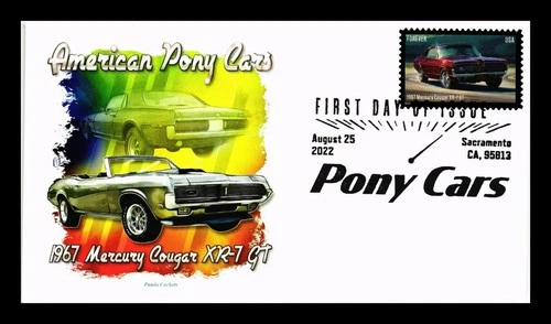 US COVER PONY CARS 1967 MERCURY COUGAR XR-7 GT FIRST DAY ISSUE PANDA CACHET