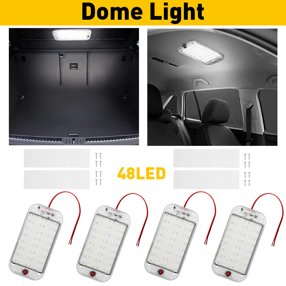 4X 48LED Interior Dome Light Ceiling Clear Lens For Boat Car Camper Trailer RV