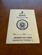 1990 Illini v Indiana Hoosiers Press Pass Basketball Ticket Calbert Cheaney 2/4
