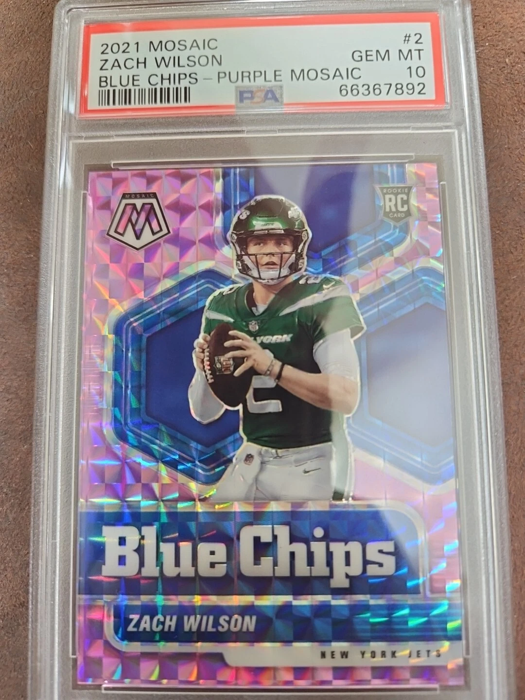 Zach Wilson Panini Mosaic Blue Chips #2 Purple Mosaic