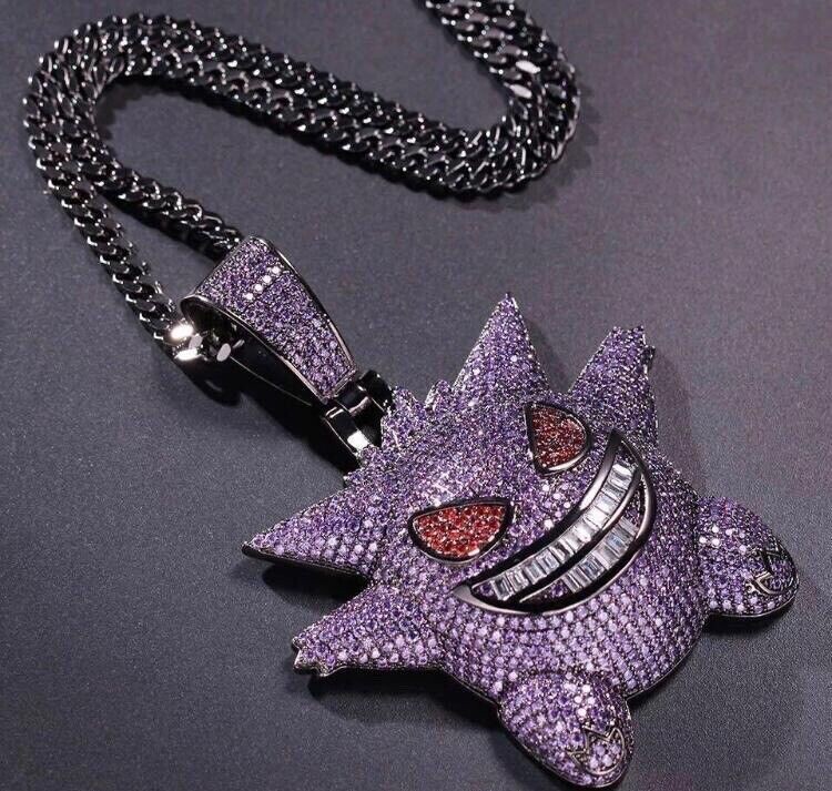 Septum Rings Hip Hop Cubic Zirconia Stone Purple Gengar Pendant