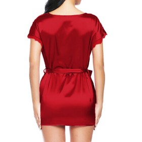 Women's Lace Trim Kimono Robe Nightwear Nightgown Sleepwear Satin Short Robe US