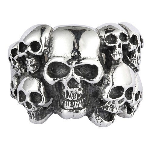Silver 925 Turquoise Coral Skull Ring Large Size US 10 Used From