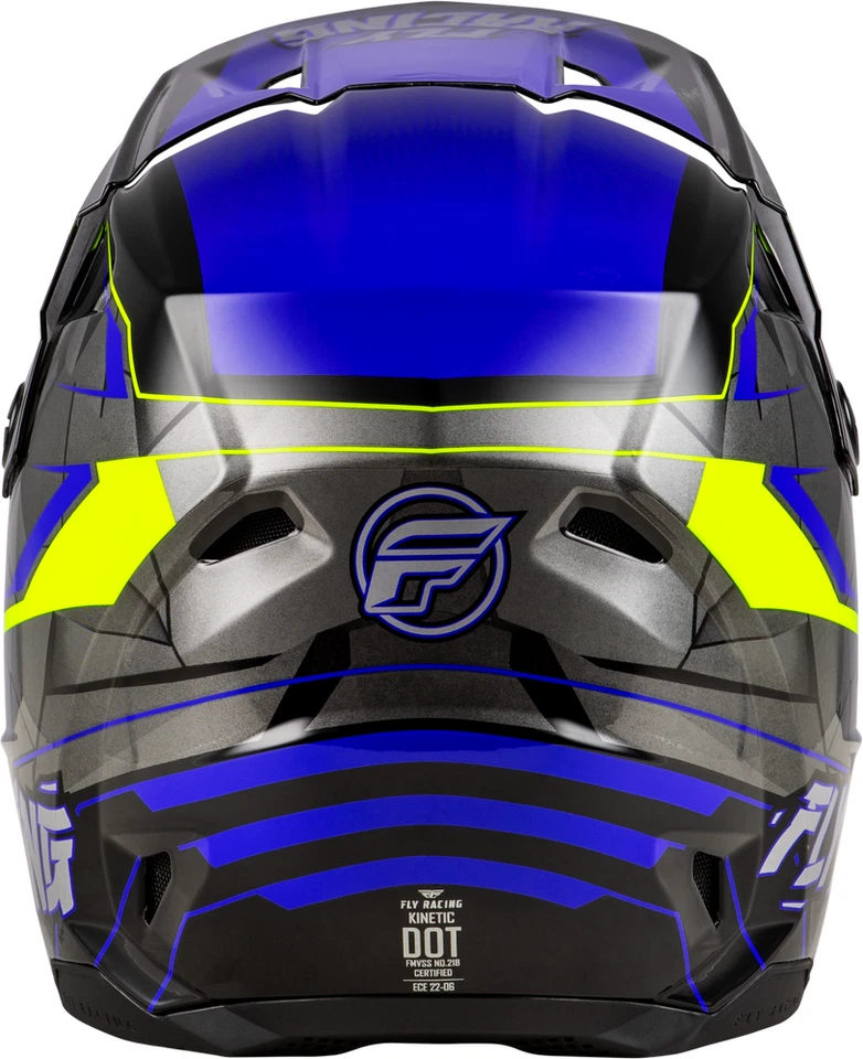 Fly Racing Youth Kinetic Scorched Helmet, Size Youth Medium, Blue/Grey/Hi-Vis - Image 4 of 4