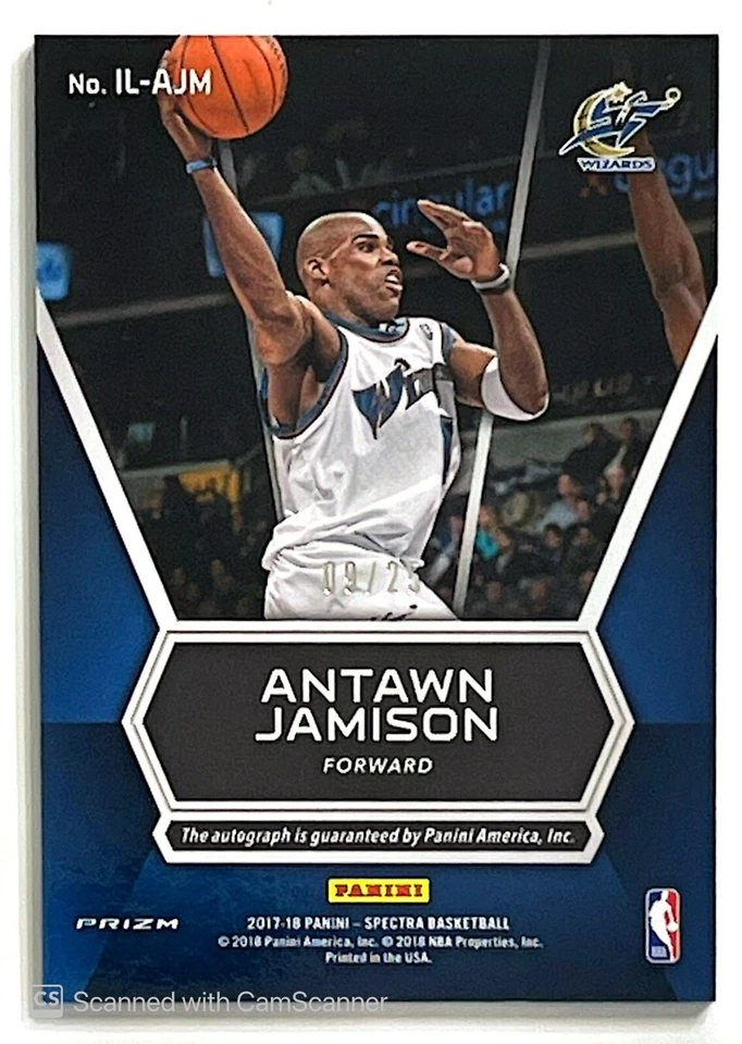 2017-18 Panini Spectra Illustrious Legends Green Scope Antawn Jamison Auto /25 - Image 2 of 2