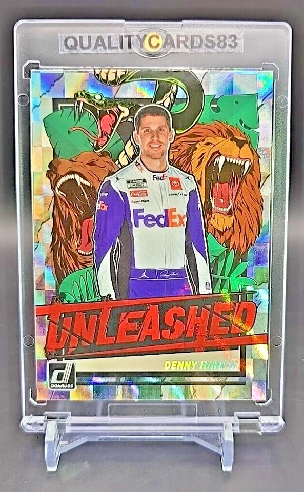 DENNY HAMLIN 2023 DONRUSS UNLEASHED CHECKERS RETAIL PARALLEL WITH CASE NASCAR - Image 4 of 4