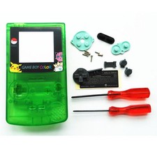 GBC Nintendo Game Boy Color Housing Shell Screen Clear Green Pikachu USA 