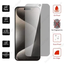 Privacy Screen Protector Tempered Glass Lot For iPhone 16 15 14 13 12 11 XR 8 7