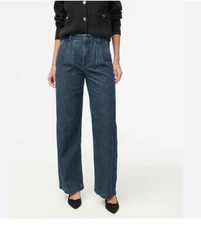 J Crew Pleated Trouser Jean Womens 30 Wide Leg Full Length New