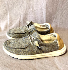 Hey Dude Girls size 5 Wendy Mustard Mix Lace Up Casual Work Walking Shoes Gray